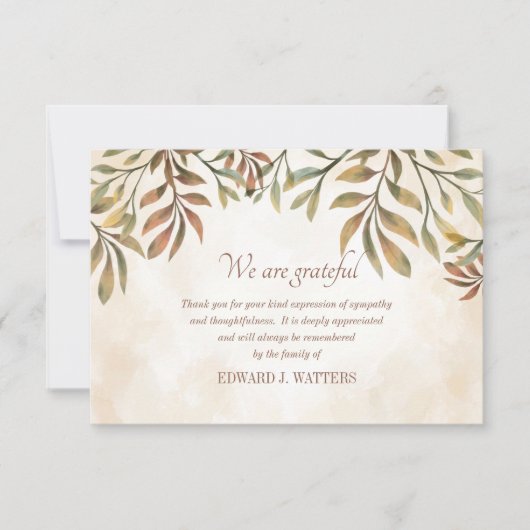 葉悔やみや弔慰サンキューカード サンキューカード (正面)