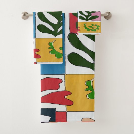 葉抽象芸術、文字の追加 バスタオルセット (インサイチュ)