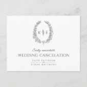 葉描リースモノグラ結婚ムの解除 案内ポストカード (正面)