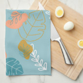 葉描Boho Scandi皿の周りのシェイプ キッチンタオル (四つ折り)