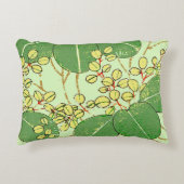 葉日本のフローラ植物絵柄 アクセントクッション (正面)