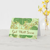 葉日本のフローラ植物絵柄 カード (黄色い花)