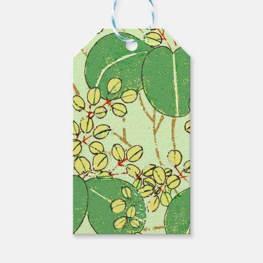 葉日本のフローラ植物絵柄 ギフトタグ (正面)