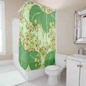 葉日本のフローラ植物絵柄 シャワーカーテン (インサイチュ)