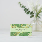 葉日本のフローラ植物絵柄 名刺 (スタンド正面)