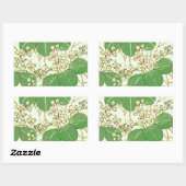 葉日本のフローラ植物絵柄 長方形シール (シート)