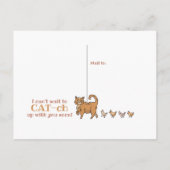 葉書おもしろいをチェックしている猫とニワトリ ポストカード (裏面)