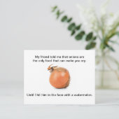 葉書おもしろい- 「友達が玉ねぎのことを言った。」 ポストカード (スタンド正面)