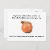 葉書おもしろい- 「友達が玉ねぎのことを言った。」 ポストカード (正面/裏面)