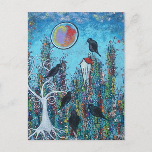 葉書にカラスを入れる ポストカード (正面)
