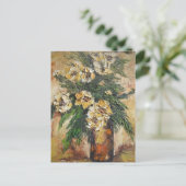 葉書アン絵画ヘイズの黄色い花が花瓶に ポストカード (スタンド正面)