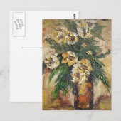 葉書アン絵画ヘイズの黄色い花が花瓶に ポストカード (正面/裏面)