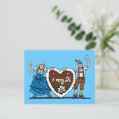 葉書ビールフェスティバルカップルジンジャーパンハート ポストカード (スタンド正面)