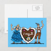 葉書ビールフェスティバルカップルジンジャーパンハート ポストカード (正面/裏面)