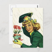 葉書ヴィンテージレトロシャワーパーティーおもしろい招待状PC ポストカード (正面/裏面)