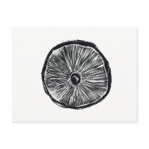 葉書 - キノコのリンゴ版画