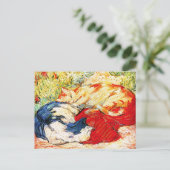 葉書：ネコ2匹 ポストカード (スタンド正面)