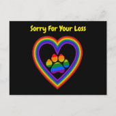 葉書 ラインボー ハート＆肉球 ごめんなさい お悔やみ申し上げます ポストカード (正面)