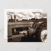 葉書~ヴィンテージトラクター閉じる雲つき ポストカード (正面/裏面)
