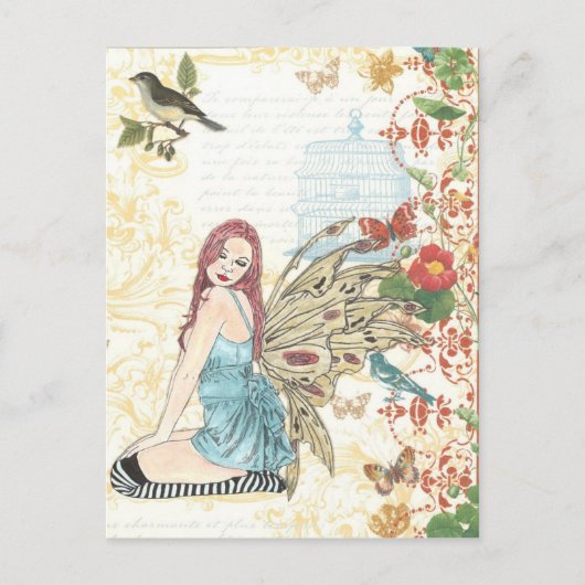 葉書「ヴィンテージバードケージフェアリー」 ポストカード (正面)