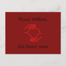葉書：名前を付けて、早く良くなれ、赤いハート。 ポストカード