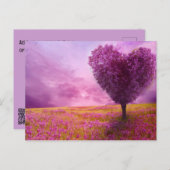 葉書 – 夏の花のハート形の木 ポストカード (正面/裏面)