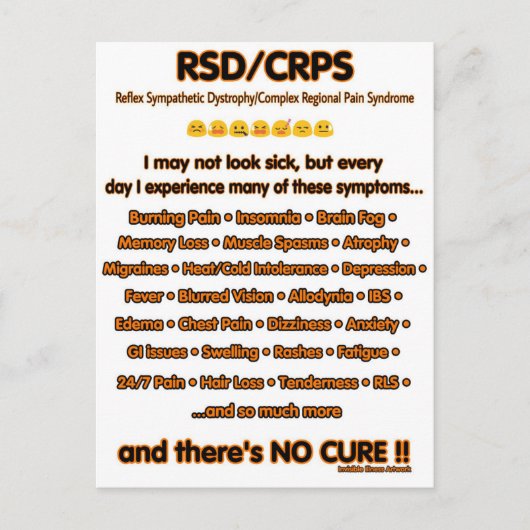 葉書…私は病気に見えないかもしれない…RSD/CRPS ポストカード (正面)