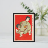 葉書 - 遊びに興じる日本の浮世絵の女性たち ポストカード (スタンド正面)