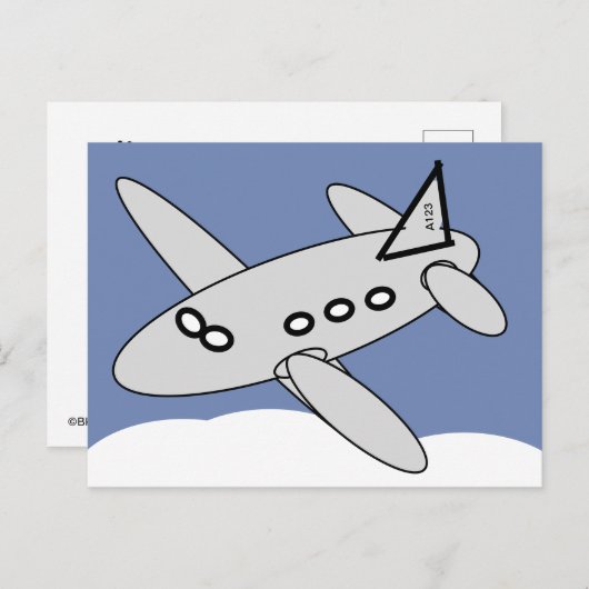 葉書 - 雲の上を飛行機が飛ぶ ポストカード (正面/裏面)