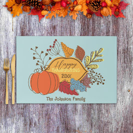 葉果実とカボチャ感謝祭ランチョンマット ペーパーパッド