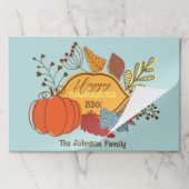 葉果実とカボチャ感謝祭ランチョンマット ペーパーパッド (折り畳み)