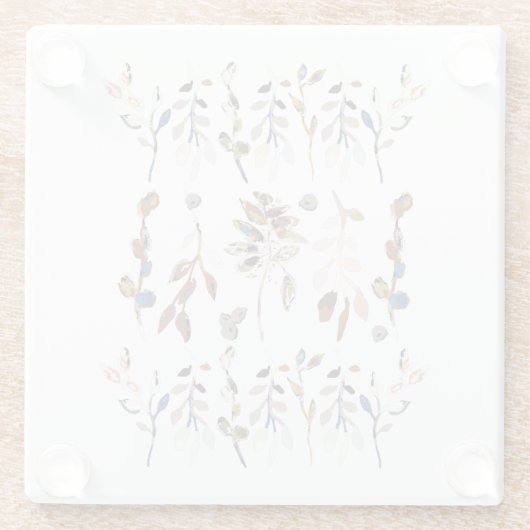 葉果実エレガント白ウォーターフローラ ガラスコースター (裏面)