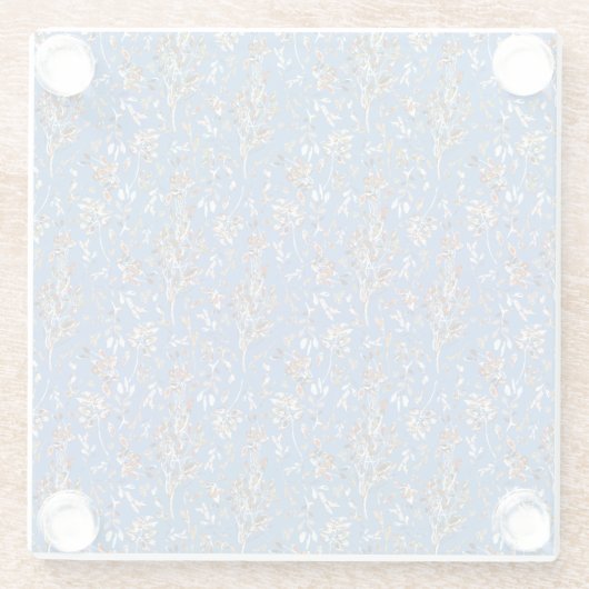 葉果実ブルーエレガントウォーターフローラ ガラスコースター (裏面)