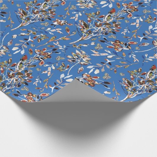 葉果実ブルーエレガントウォーターフローラ ラッピングペーパー (角)