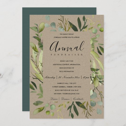 葉枠グリーンクラフト企業のパーティーイベント 招待状 (正面/裏面)