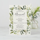 葉枠緑色金ゴールド企業のパーティーイベント 招待状 (スタンド正面)