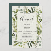 葉枠緑色金ゴールド企業のパーティーイベント 招待状 (正面/裏面)