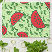 葉柄とスイカ キッチンタオル (折り畳み)