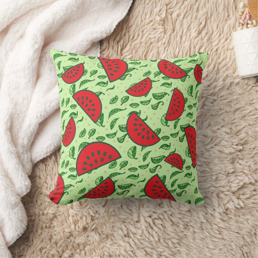 葉柄とスイカ クッション (ブランケット)