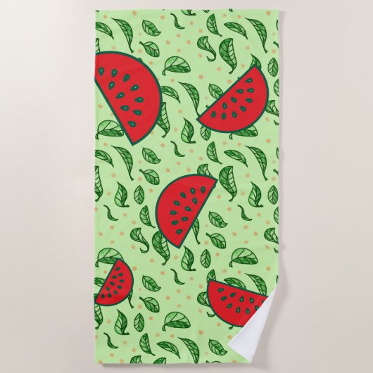 葉柄とスイカ ビーチタオル (正面)
