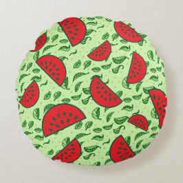 葉柄とスイカ ラウンドクッション