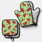 葉柄とスイカ 鍋つかみ&鍋敷きセット (正面/裏面)