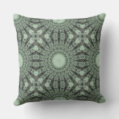 葉柄のセージ緑曼荼羅インスパイア クッション (裏面)