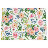 葉柄のパステルピンクの牡丹 ラージペーパーバッグ (正面)