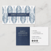 葉柄オーガニックインジゴブルー絞り染めろうけつ染め 名刺 (正面/裏面)