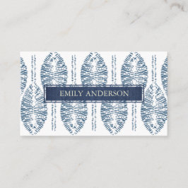 葉柄オーガニックインジゴブルー絞り染めろうけつ染め 名刺