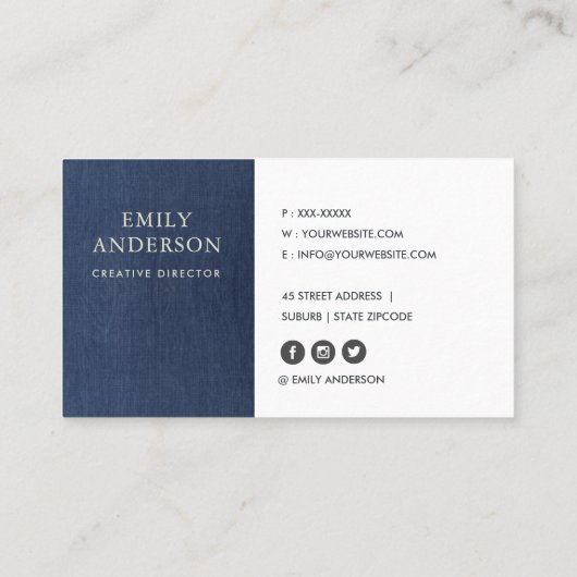 葉柄オーガニックインジゴブルー絞り染めろうけつ染め 名刺 (裏面)