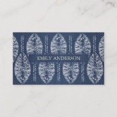 葉柄オーガニックインジゴブルー絞り染めろうけつ染め 名刺 (正面)