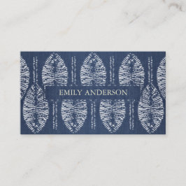 葉柄オーガニックインジゴブルー絞り染めろうけつ染め 名刺