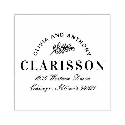 葉柄パーソナライズされたモチーフ差出人住所 ラバースタンプ (インプリント)